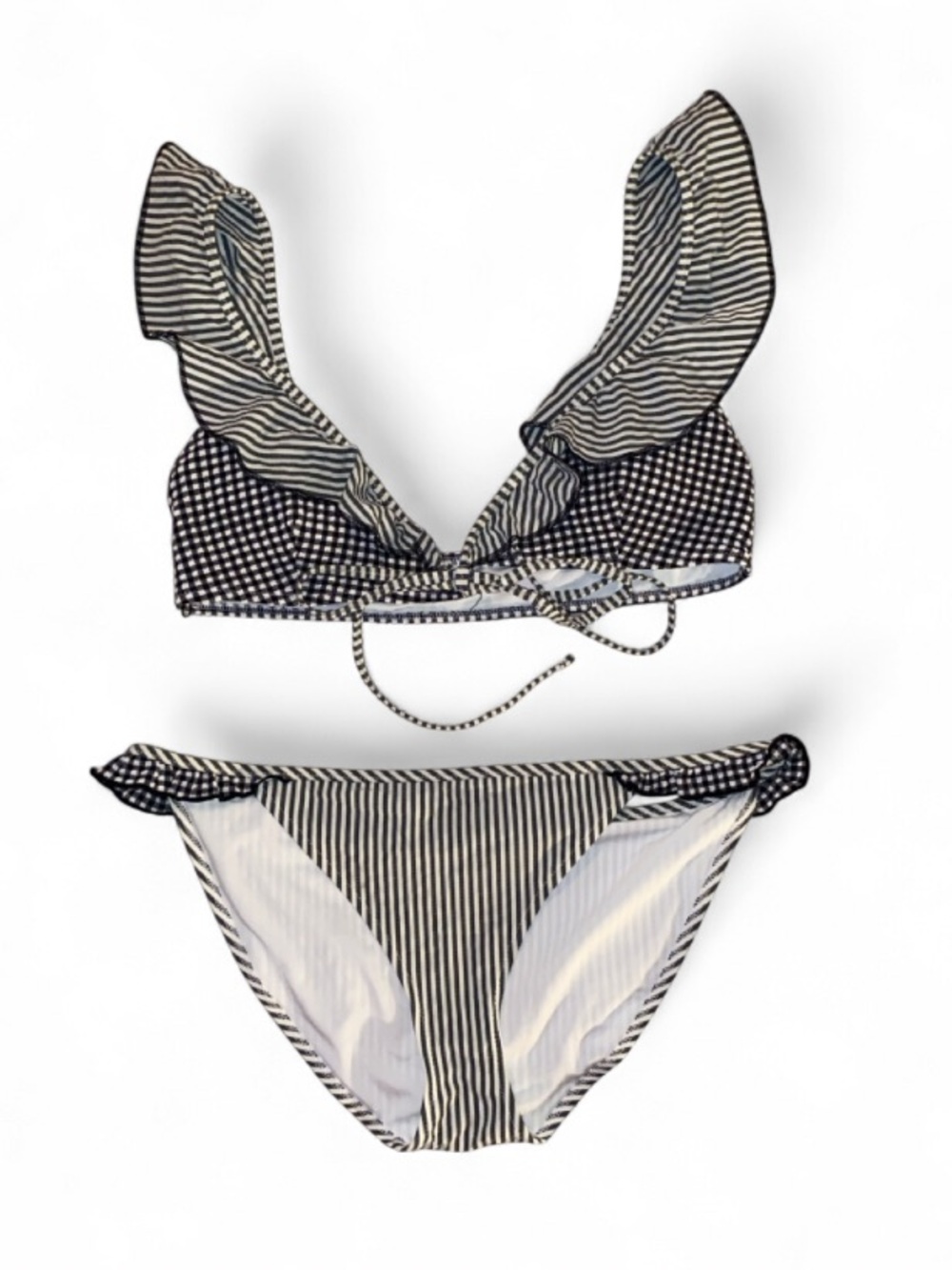 aerie Black & White Striped Ruffle Bikini - Picture 4 of 13